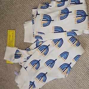 NEW Hanukkah Menorah Print Holiday Long Johns Pajama Set 150cm/12